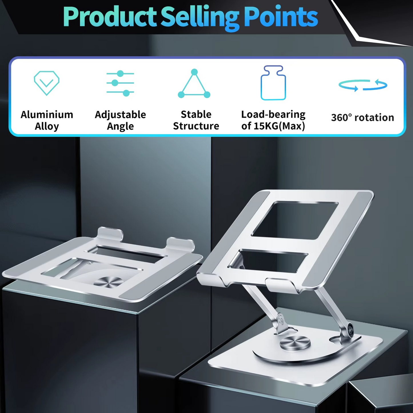 Supporto ergonomico regolabile a 360° per PC portatile